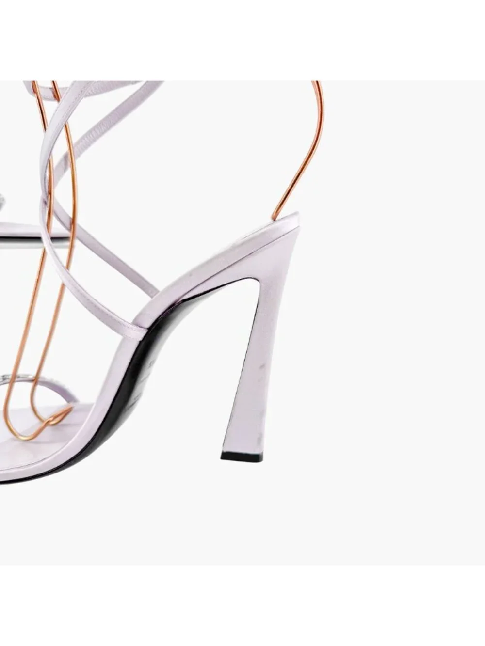 Saint Laurent Gippy Crystal Sandals EU 39.5 US 9.5 Lilac Purple Satin High Heels - Picture 12 of 13